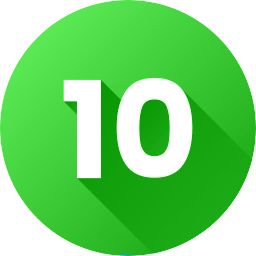 Green circle containing the number 10 written in white